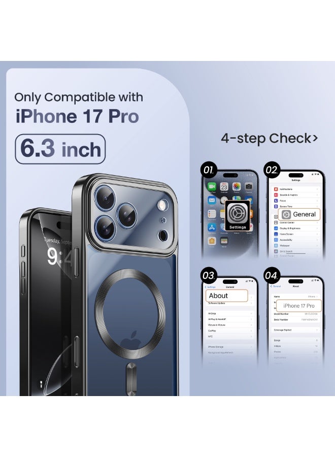 GolbinBox Magnetic for iPhone 17 Pro Case with Stand, [Compatible with MagSafe], Camera Control Capture Button, 17FT Military-Grade Protection, Shockproof Slim Phone Case 6.3"(Black/Clear) - Image 2